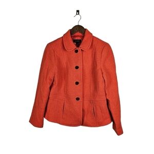 Talbots Salmon Orange Wool Blend Dressy Button Down Jacket Blazer Coat Sz  8